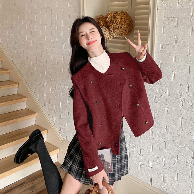 新款有买家秀大货已出双面羊绒大衣70羊毛087-W120-P245-K348，女装毛呢外套，柒柒家