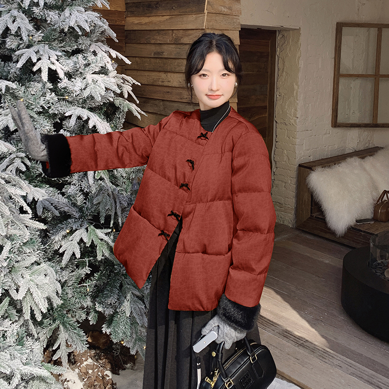 新款图大货主推款90白鸭绒新中式羽绒服275-M266-P315-K438，女装羽绒服，柒柒家