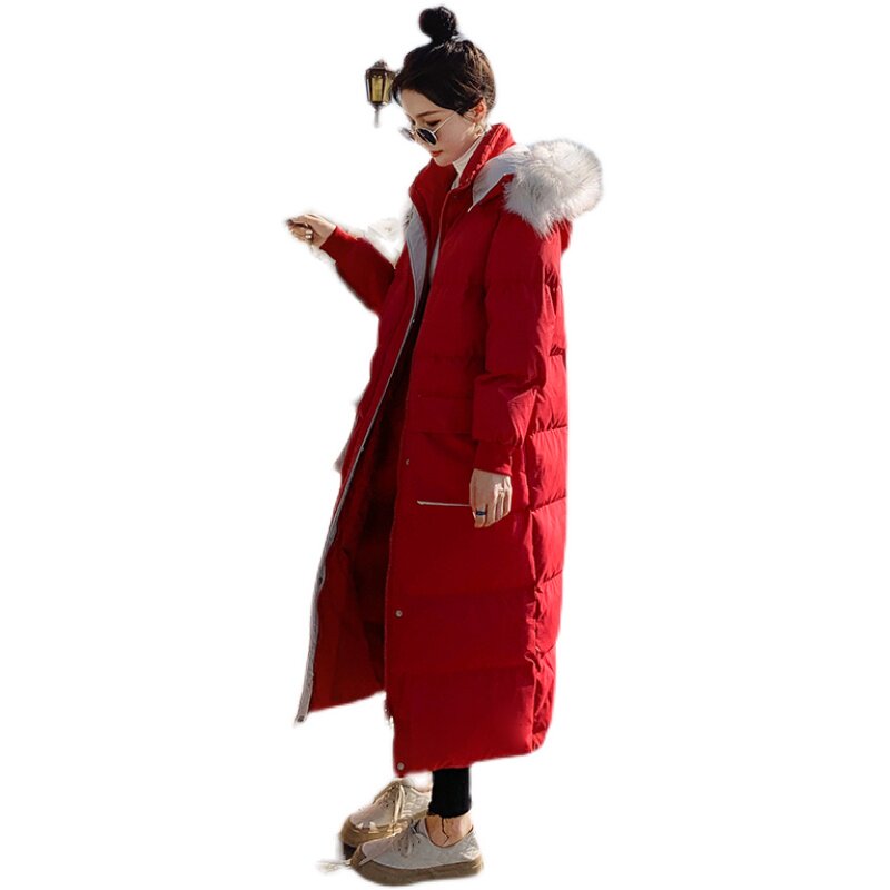 大货已出主推款红色长款服大毛领087-M102-P195-K278,女装棉衣/棉服,柒柒家
