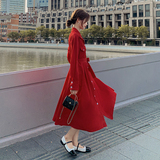 主推款图大货已出红色长款法式连衣裙087-Q166-P105-K158，女装连衣裙，柒柒家
