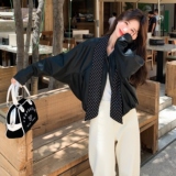 新款好数据现货送飘带黑色小皮衣275-W666-P155-K228，女装皮衣，柒柒家