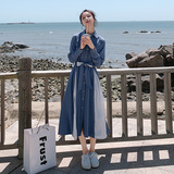 大货已出主推款蓝色连衣裙法式长裙087-Q119-p115-K168，女装连衣裙，柒柒家