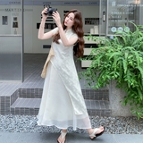 新中式国风假两件拼接连衣裙女2025夏季新款层次感改良旗袍长裙子，商品下架区，柒柒家