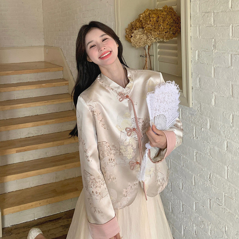 新中式穿搭国风夹克上衣套装女春秋超火好看高级感半身长裙两件套,女装汉服/婚纱/旗袍/礼服,柒柒家