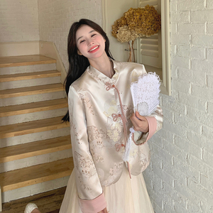 新中式穿搭国风夹克上衣套装女春秋超火好看高级感半身长裙两件套图片