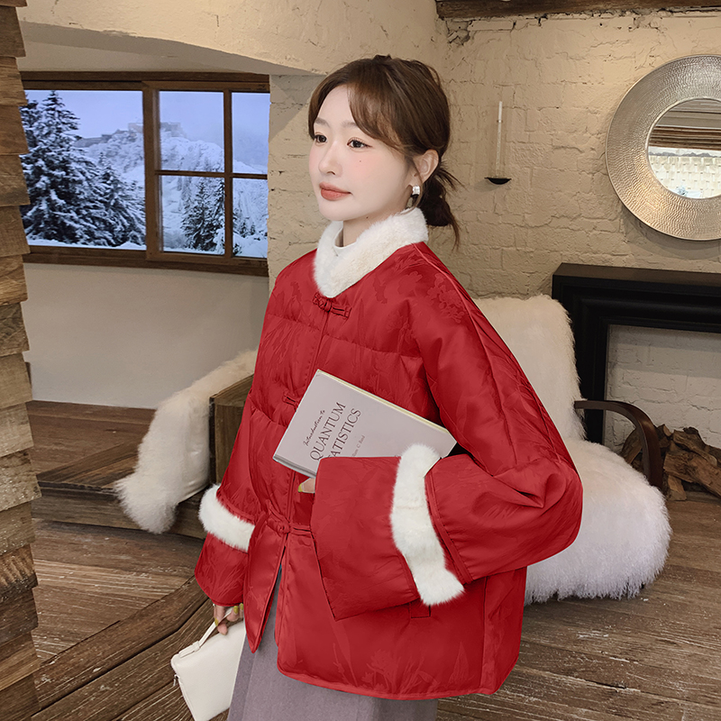 新款大货有买家秀90白鸭绒新中式羽绒服275-M242-P315-K438，女装羽绒服，柒柒家