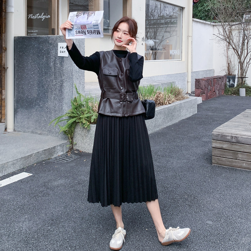 新款图大货已出马甲+连衣裙两件套275-W807-P175-K288，女装套装/套裙，柒柒家