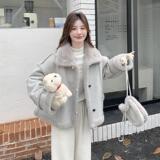 新款好数据大货图仿皮毛一体外套送包包087-W183-P195-K278，女装毛呢外套，柒柒家