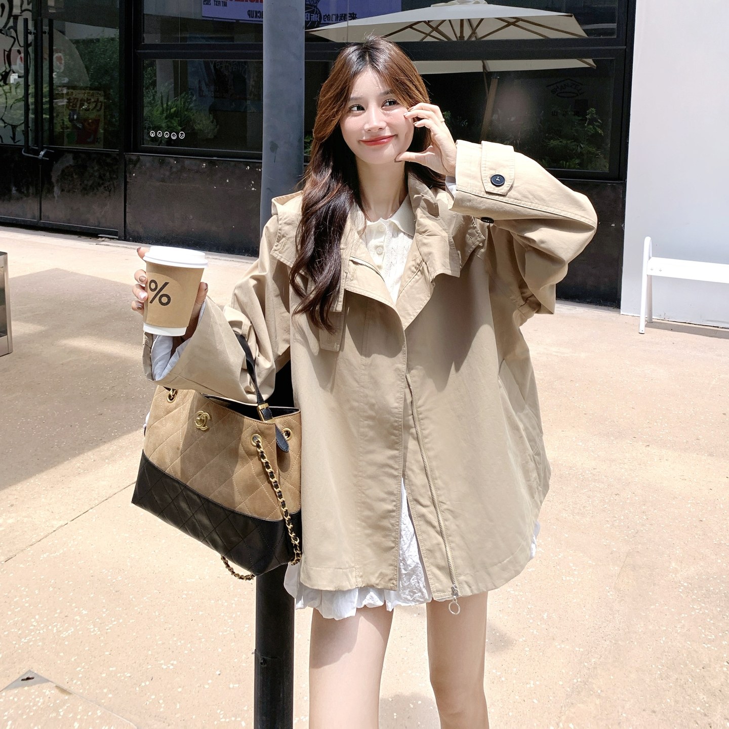 新款图大货已出带帽风衣外套275-W675-P175-K248,女装风衣,柒柒家