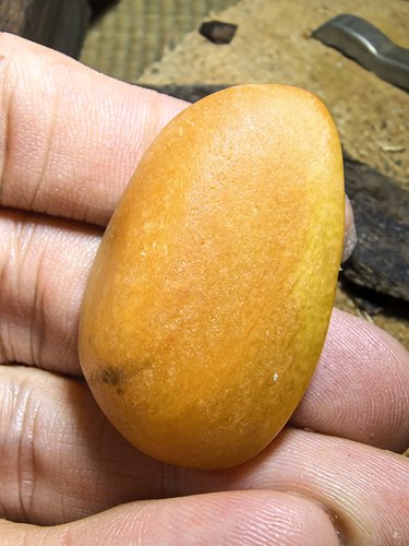 天然桂花黄黄金皮籽料原石18克，来自新疆玛丽艳老河道一手籽料