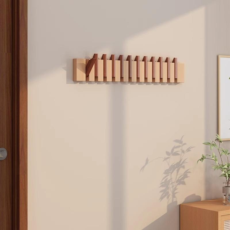 跨境实木钢琴键挂钩墙上壁挂衣帽架装饰卧室玄关门后挂衣架收纳置