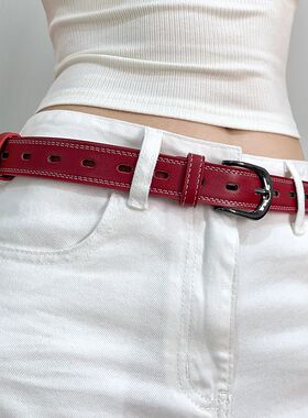 红色元素配饰红色高级感腰带女辣妹2025新款皮带百搭牛仔裤带街头