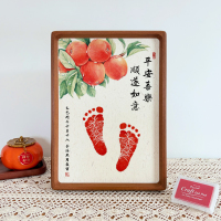 寶寶滿月手腳印實(shí)木榫卯相框宣紙新生兒紀(jì)念百天喜樂周歲一歲一禮