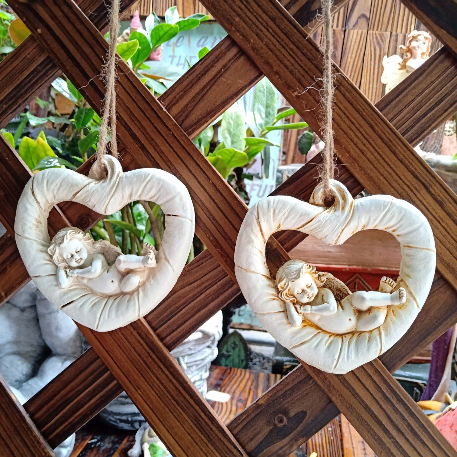 丘比特心形多肉花盆攀爬吊挂装饰庭院植物微景观diy园艺摆件天使