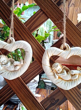 diy心形吊挂植物园艺天使摆件