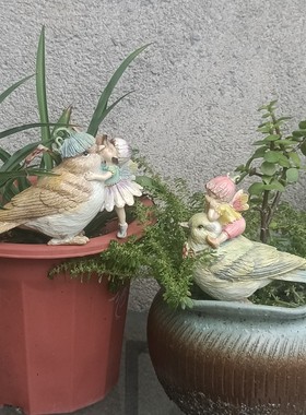 小鸟摆件田园艺动物花盆造景摆设造景观多肉diy天使可爱网红摆设