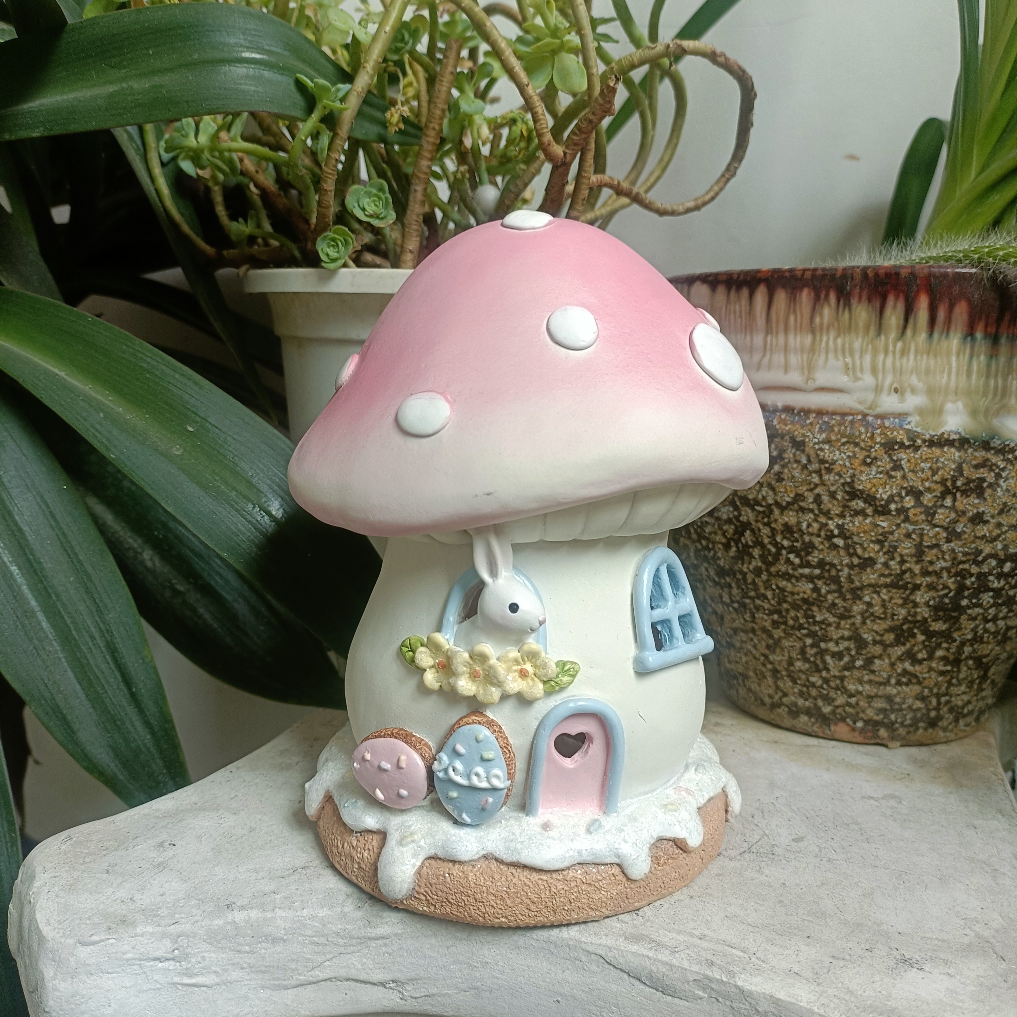 户外花园装饰庭院景观兔子场景蘑菇造景阳台小夜灯树脂工艺品摆件,家居饰品,户外/庭院摆件,淘宝优惠券,粉丝福利购,淘宝优惠卷