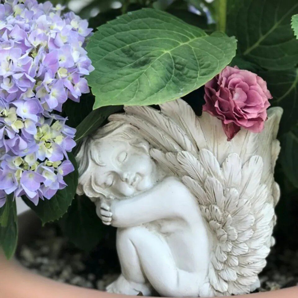 欧式天使多肉花盆摆件复古做旧桌户外/庭院摆件