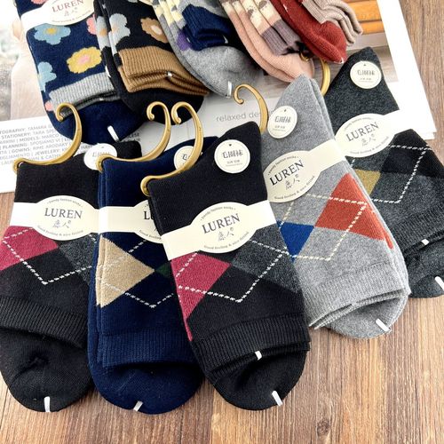 鹿人抗寒男女棉毛圈袜子