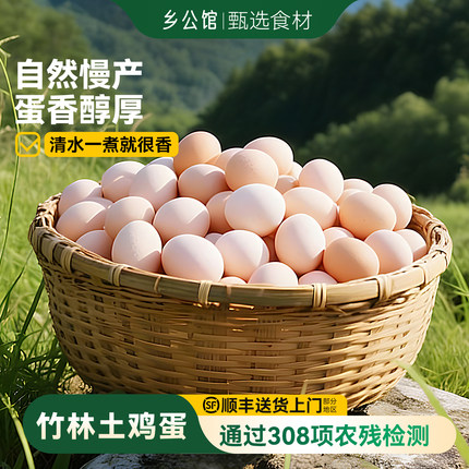乡公馆竹林蛋土鸡蛋新鲜正宗农家散养真农村无抗草鸡蛋生鲜旗舰店