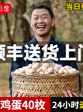 乡公馆鸡蛋新鲜正宗农家散养40枚谷物整箱无抗乌柴笨草土鸡蛋礼盒