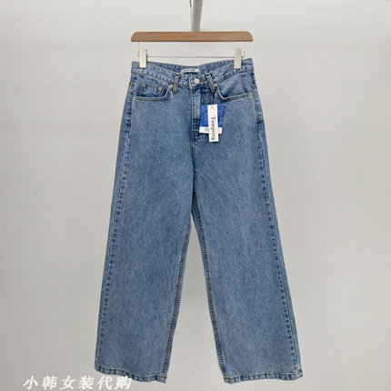 韩国TEMPTING女装进口代购2025秋季时尚直筒宽松高腰简约牛仔裤
