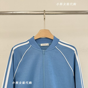 减龄款 欧洲站韩国进口女装 新款 代购 拼色拉链外套Bu0083 2025春季