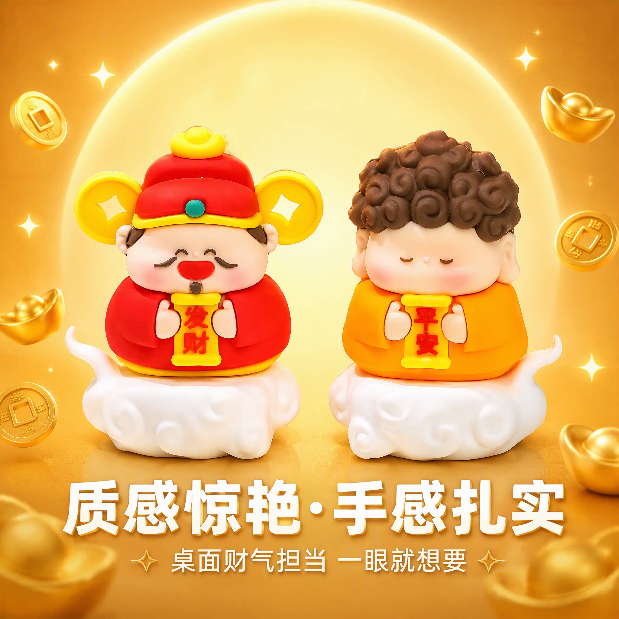 卡通财神爷桌面摆件解压稳情绪