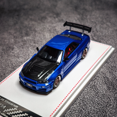FH 1:64 Nissan 碳盖天际线Skyline GTR R34 Z-Tune 合金汽车模型