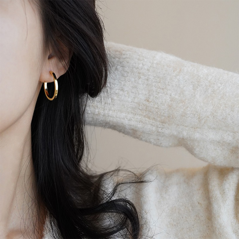 2023年新款s925纯银女圈圈耳环