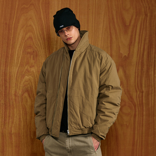 PMW 简约纯色立领拉链棉服男高质感宽松保暖外套通勤休闲百搭棉衣