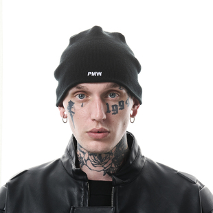 基础冷帽字母刺绣LOGO针织帽黑白百搭休闲男女同款 PMW 辛芷蕾同款