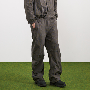 脚口抽绳设计宽松舒适户外垂感长裤 PMW 防泼水双层结构格纹休闲裤