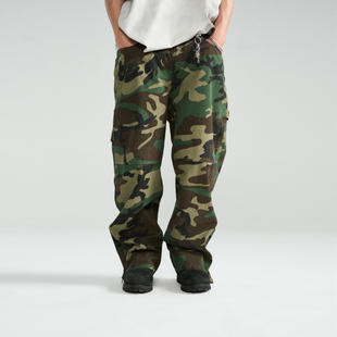 休闲宽松裤 PMW 裤 复古水洗做旧迷彩阔腿工装 脚拉链设计 明星同款