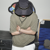 PMW 水洗做旧蜡染320G重磅三色TEE落肩宽松简约百搭圆领短袖 T恤男