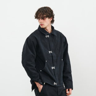 PMW 夹克 金属扣水洗棉翻领外套结构口袋设计街头复古宽松休闲工装