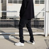 弹力水洗裤 脚排扣设计牛仔裤 基础直筒修身 PMW 休闲男长裤 春秋