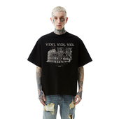 PMW 上衣 T恤休闲男夏半袖 美式 重磅300G罗马印花纯棉宽松圆领短袖