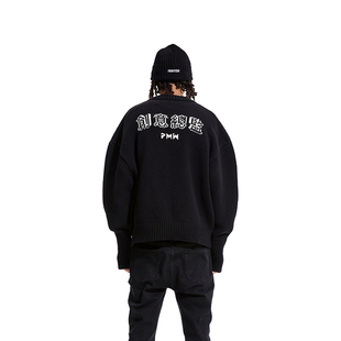 冬季 PMW 休闲百搭长袖 针织衫 圆领套头中文提花毛衣内搭男士
