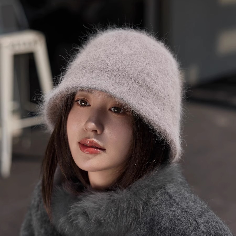 谷兜空间盆帽出游甜美女冬长兔毛