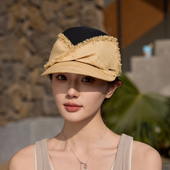 2025复蝴蝶结鸭舌帽子显脸小时尚 夏季 新款 草帽百搭蝴蝶结马术帽女