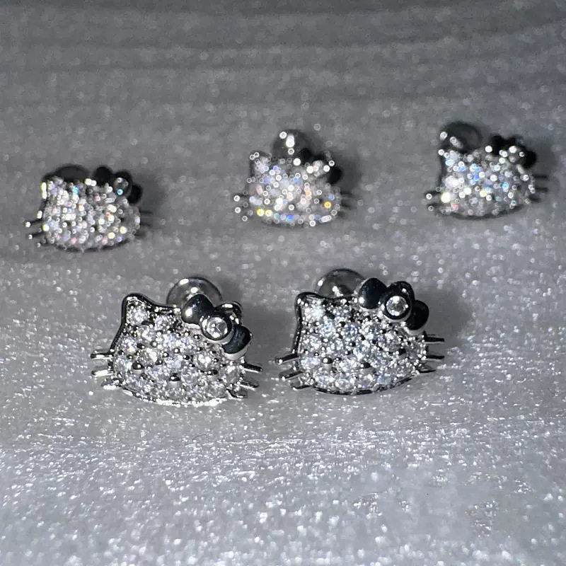 爆闪凯蒂kitty辣妹y2k钛钢耳钉