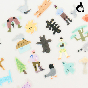 duye度也 韩国analogue keeper手绘贴纸ins风韩系手账拼贴PET插画