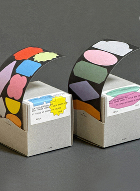 duye度也 韩国flagg彩色几何图形盒子标签贴纸卷手账装饰diy分装