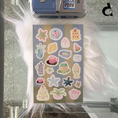 彩色手绘贴纸彩铅面包房手帐拼贴