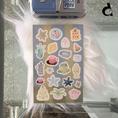 彩色手绘贴纸彩铅面包房手帐拼贴