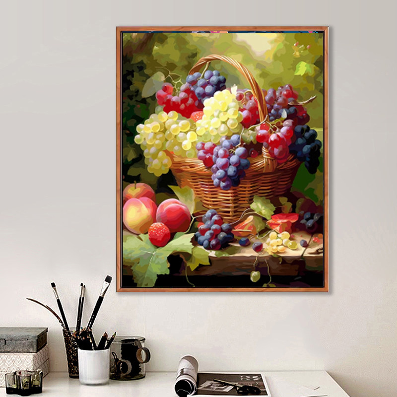 新款diy数字油画水果花卉静物欧式手工绘填色填充装饰油彩画 包邮