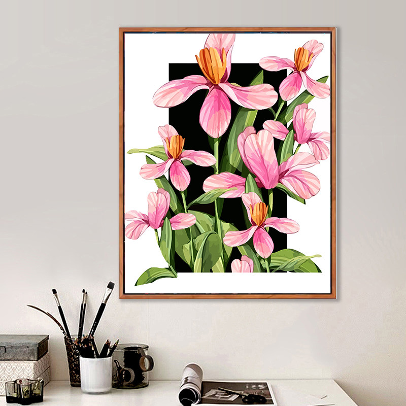 diy数字油画郁金香玫瑰兰花葵花蝴蝶兰手工填色丙烯装饰画 最新款