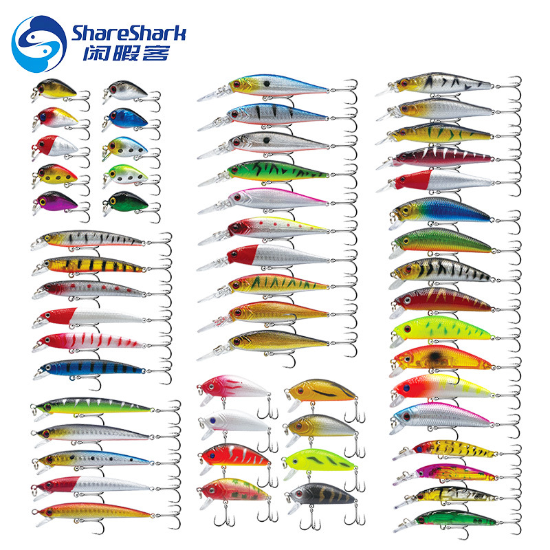 渔具56件路亚假饵米诺饵远投硬鱼饵翘嘴鲈鱼米诺路亚饵套装组合