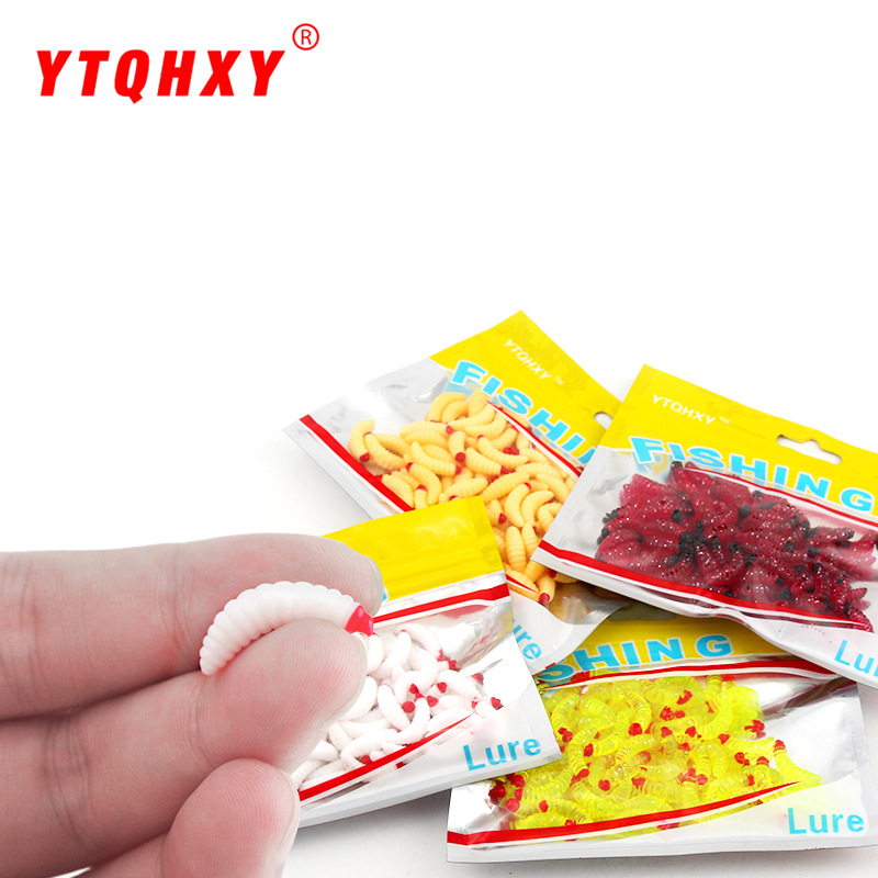 路亚饵 软饵 四色面包虫2cm/0.4g马口台钓仿真假饵蛆虫 100只/袋